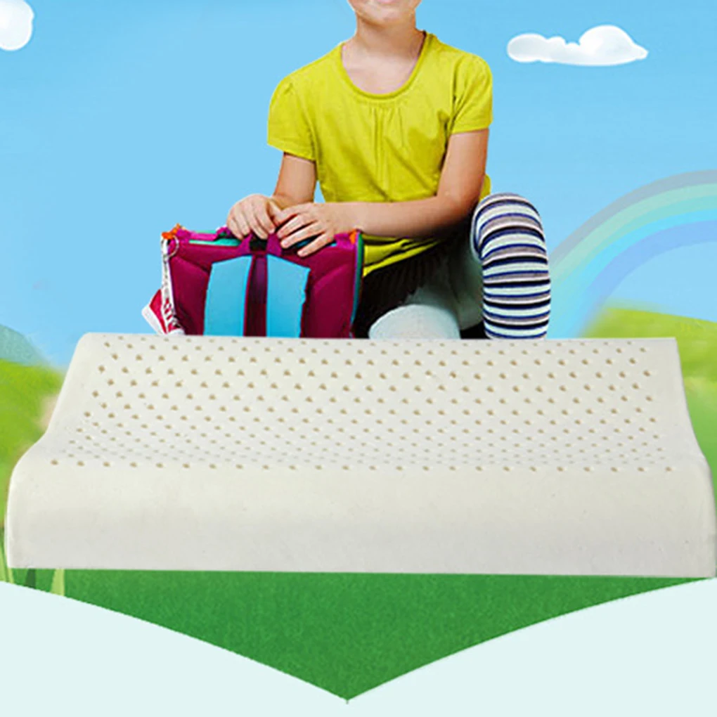 

Latex Rectangle-shape Cushion Kids Neck Pillow Nap Headrest Protection Head Sleeping Back Pillow Home