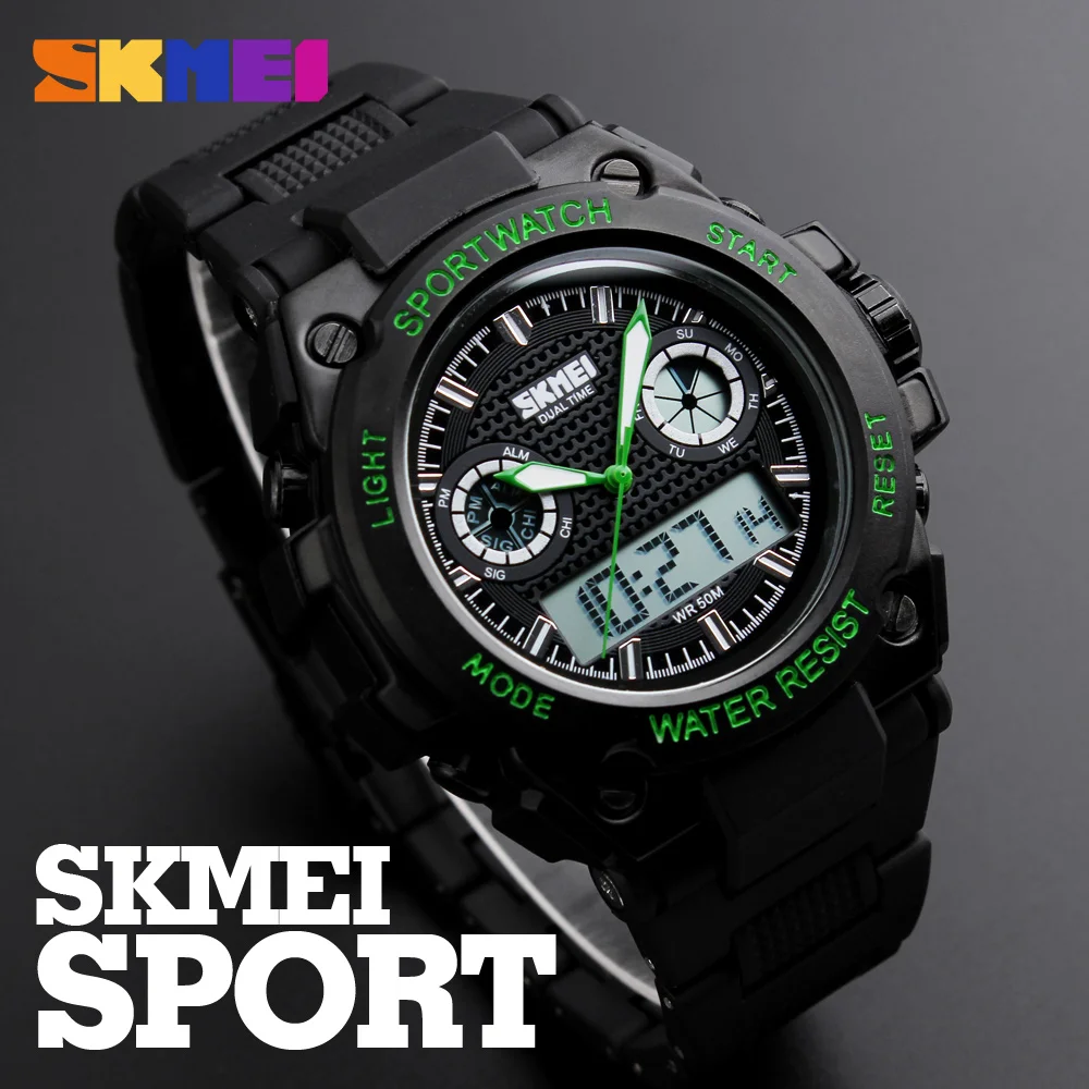 

zk20 Mens Sports Watches Waterproof LED Dual Display Quartz Digital Watch Big Dial Wristwatches Men Heren Horloge Clock Montre
