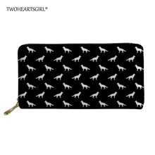 Twoheartsgirl черный кожаный бумажник с принтом немецкой овчарки держатель для кредитных карт для женщин длинный Дамский кошелек на молнии клатч ручные сумки