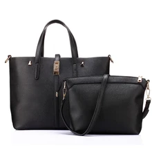 Bolsas marca 2 unids mujeres bolsa de cuero de LA PU bolso de mano señoras de la manera bolso ocasional de gran capacidad de bolsa compuesto 2 sets