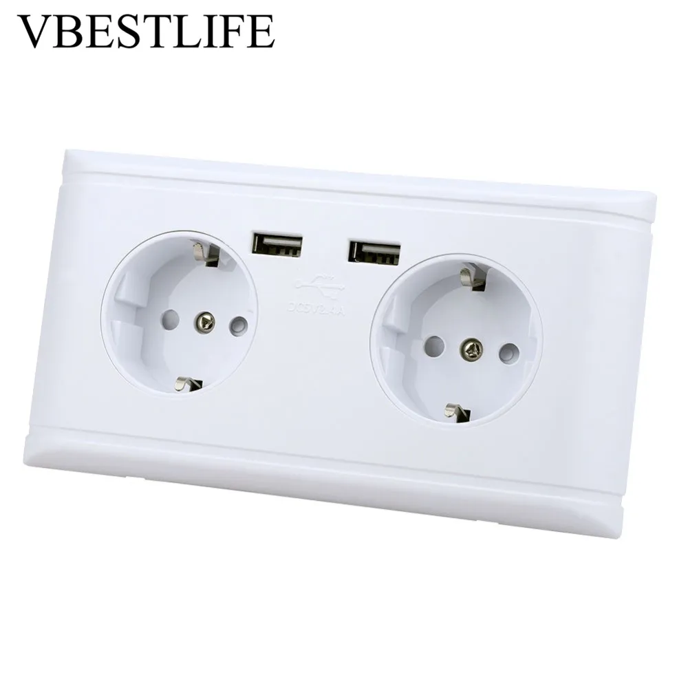 USB Port Electric Wall Charger Station Socket Adapter Power Outlet EU Plug Dual 