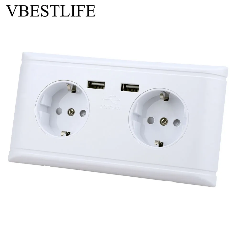 

Multi-Functional EU Plug Socket Wall Power Outlet Socket with USB Port For Phone Charging 250V Double Switchs Household