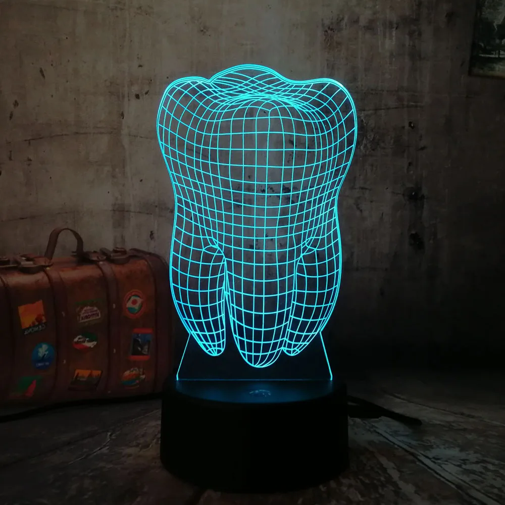  New 3D Tooth Teeth LED Night Light Colorful Dentist Dentistry Decoration Bedroom Touch Table Cool L - 32837600636