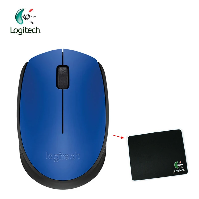 Беспроводная мышь logitech M170 2,4G с разрешением 1000 точек/дюйм, нано-приемник для ПК, Поддержка игр, официальная проверка, бесплатный подарок - Цвет: Синий