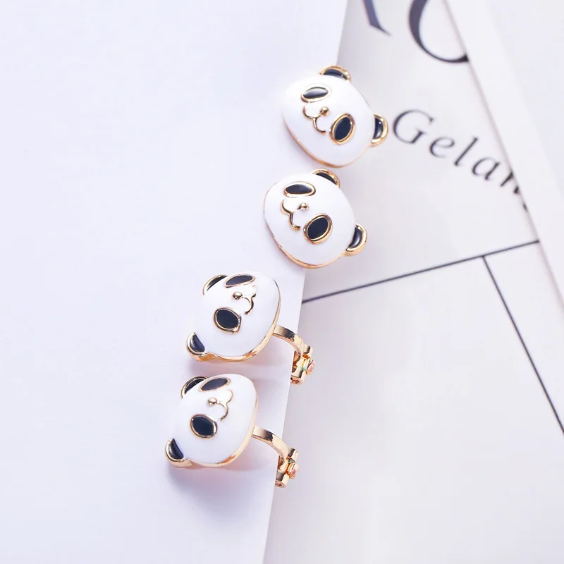 Ear Clip Earrings Korea Style Cartoon Panda Clip On Non Pierced For Women Party
