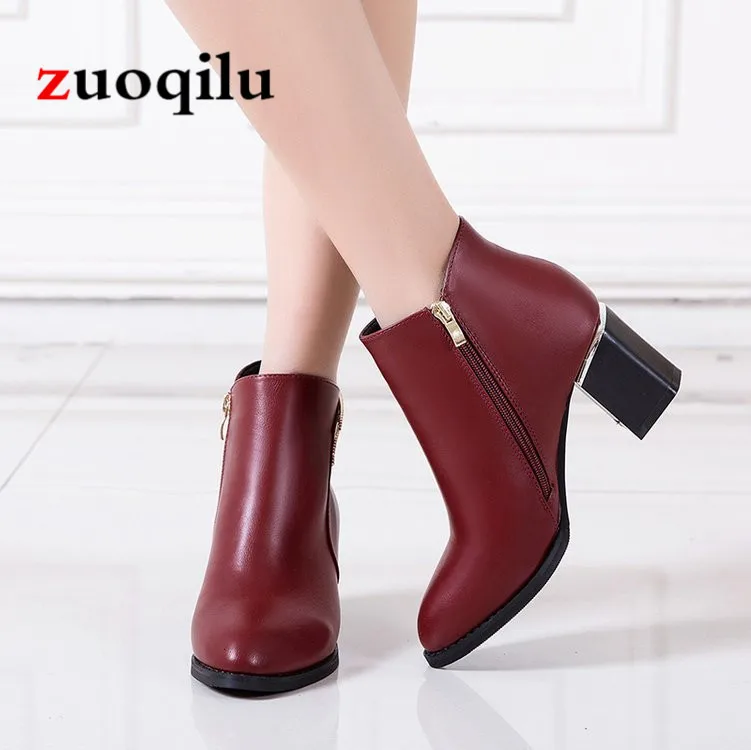women boots 2018 high heels boots women autumn winter shoes women high heels ankle boots black ladies shoes Women's Shoes