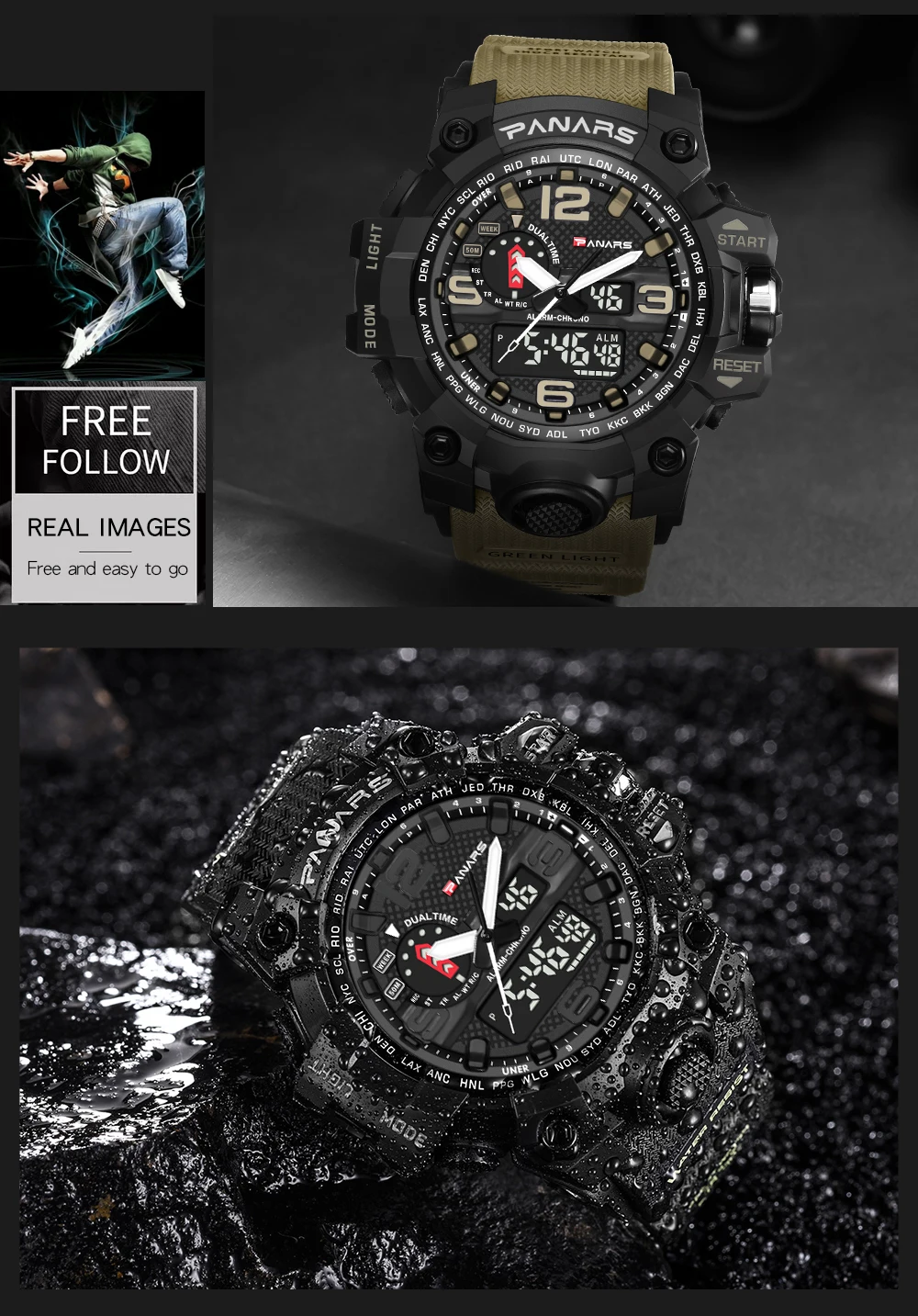 PANARS мужские уличные спортивные часы водонепроницаемые цифровой светодиодный G мужской шок военные электронные наручные часы relogio masculino
