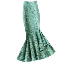 Кружевная Женская юбка, лето, необычная, высокая талия, офисная, для девушек, облегающая бедра, Русалка, юбка-труба, размера плюс 4XL