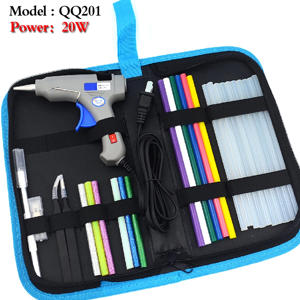 

Free Shipping 7 IN 1 Glue Gun Set Electric Heat Hot Melt Crafts Repair Tool Professional DIY 110-240V 20W with Sticks Gift