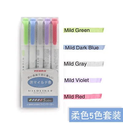 Японские канцелярские принадлежности Zebra Mildliner двухсторонний хайлайтер тонкий/Bold 20 цветов флуоресцентная ручка крюк ручка маркер, фломастер - Цвет: NC Set