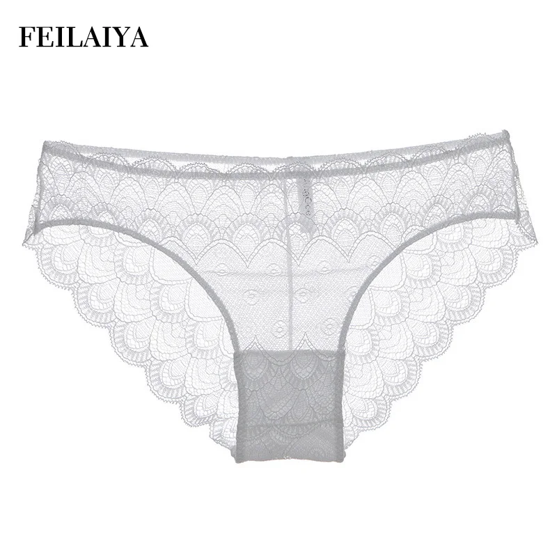 

FEILAIYA Sexy transparent Panties Thin Lace low-Rise Briefs Solid seamless panty temptation women Underwear cotton panties