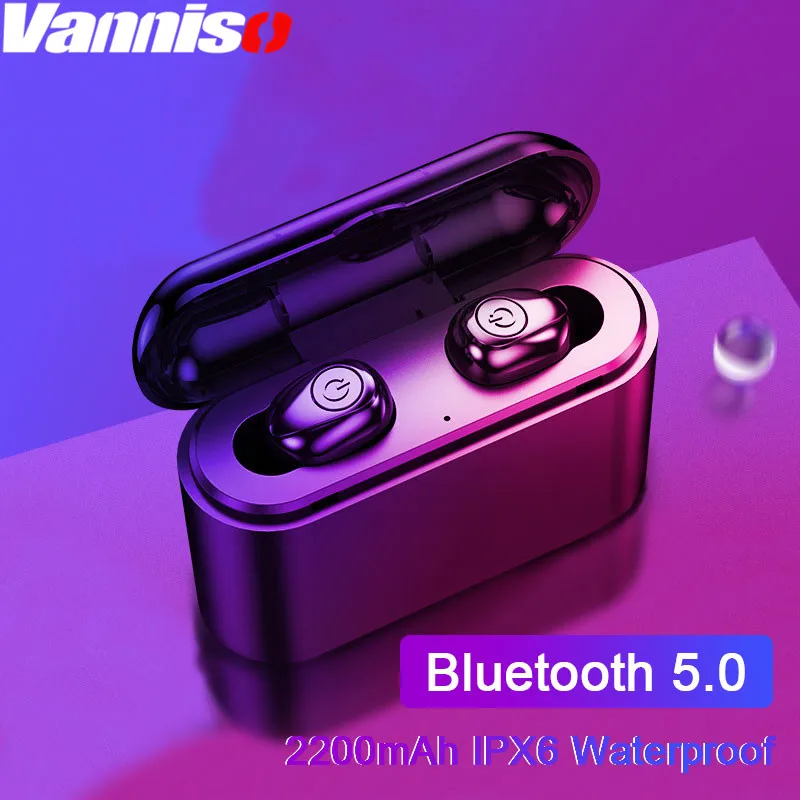 

Vanniso TWS CVC8.0 Wireless Earbuds Bluetooth Earphones Mini Waterproof IPX 6 Headfrees with 2200mAh Power Bank For Smartphones
