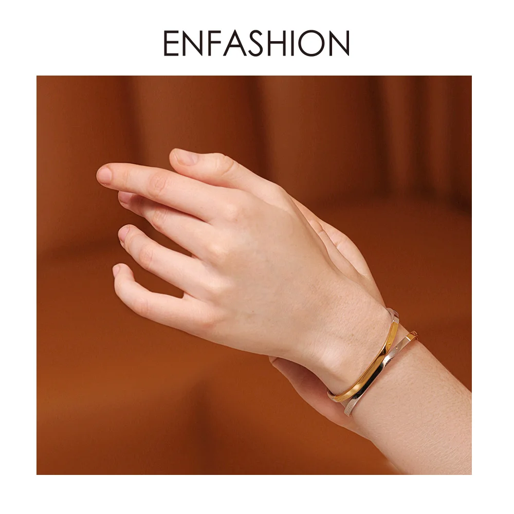 ENFASHION Простые открытые браслеты-манжеты, браслеты для женщин, смешанные цвета, нержавеющая сталь, минималистичные ювелирные изделия, подарки для друзей, BC192007
