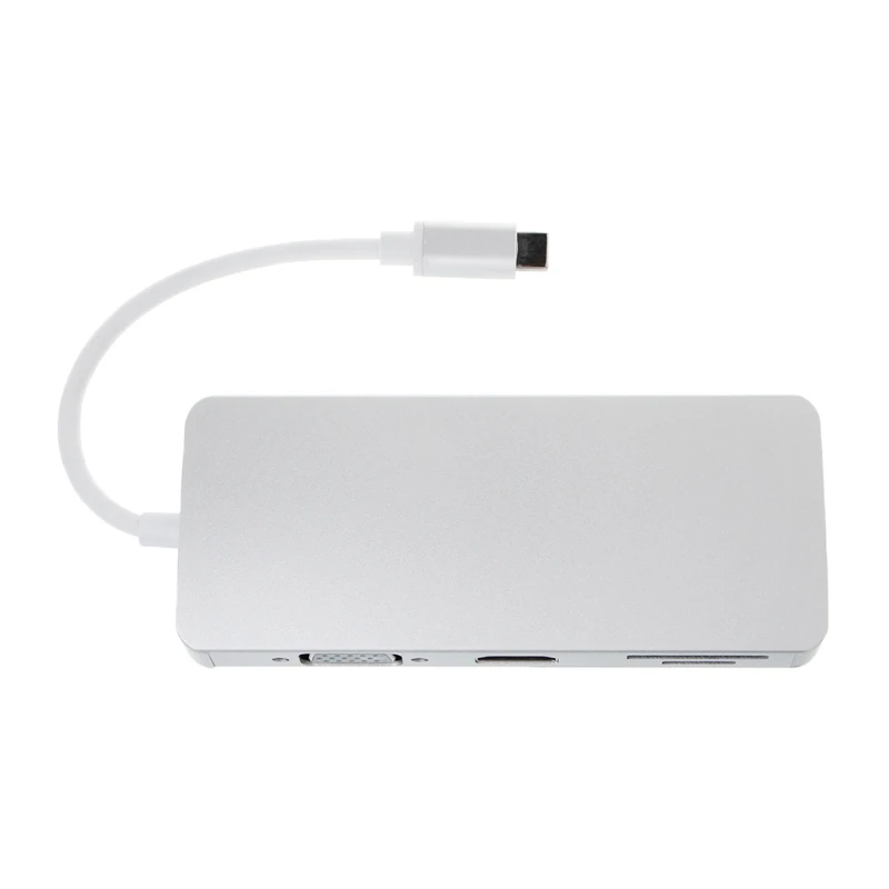 

8 in 1 Hub USB Type C RJ45 Ethernet USB 3.0 TF SD Card Reader Adapter 4K HDMI