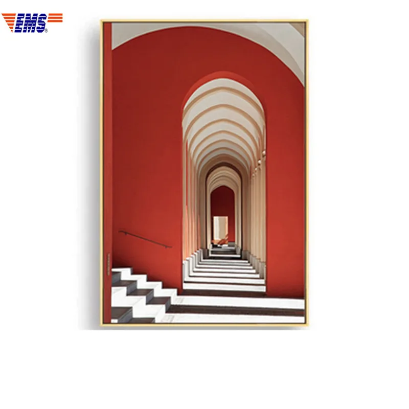 

European Architecture Wall Pictures Time Corridor Aluminum Alloy Frame Hang Picture Stairway Corridor Wall Art Decorations X1257