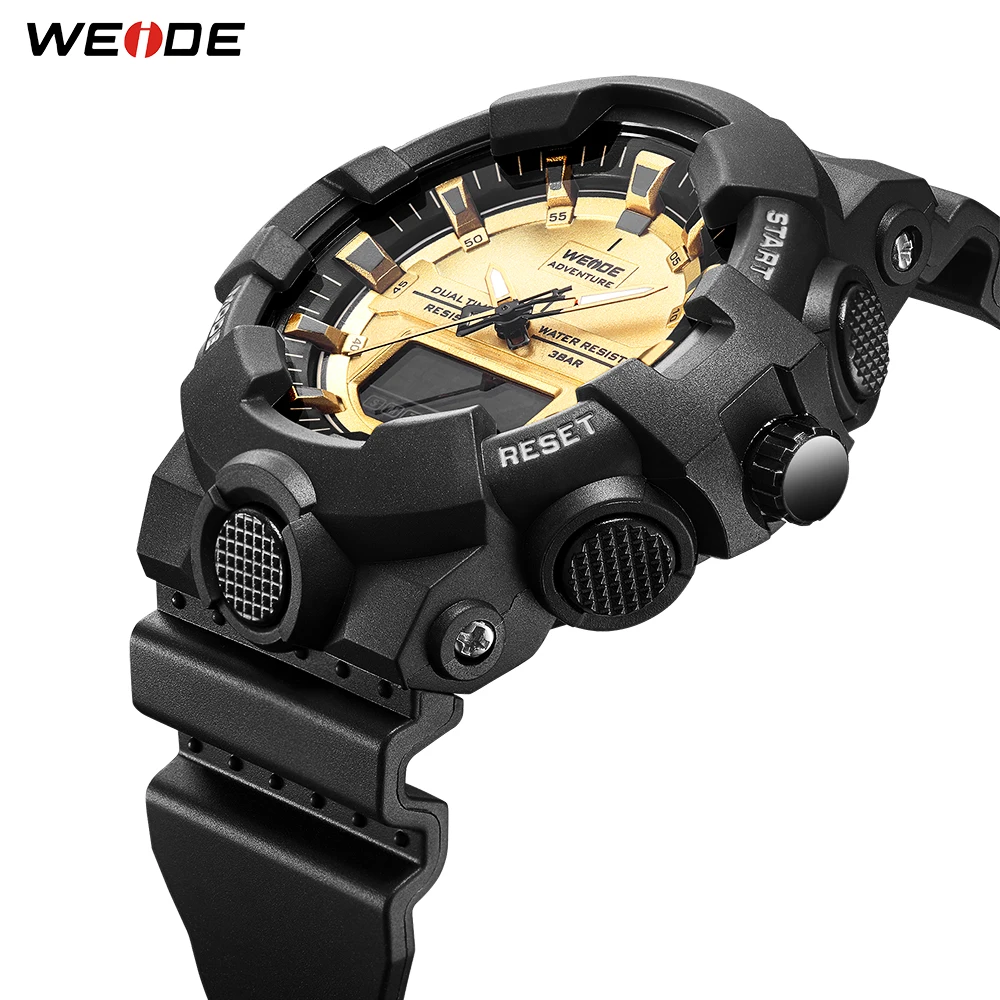 

WEIDE Fashion Casual Model 50 Bar Waterproof Electronic Digital Clock Alarm Back Light Calendar Chronograph PU Strap Wrist Watch