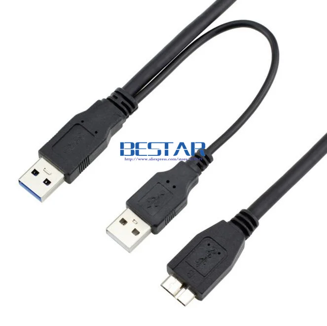 Micro B USB 3,0 внешний жесткий диск y-кабель с USB проводом питания microb 1,0 m 1,5 m 1,8 m 3,0 m 2ft 3ft 5ft 6ft 10ft черный