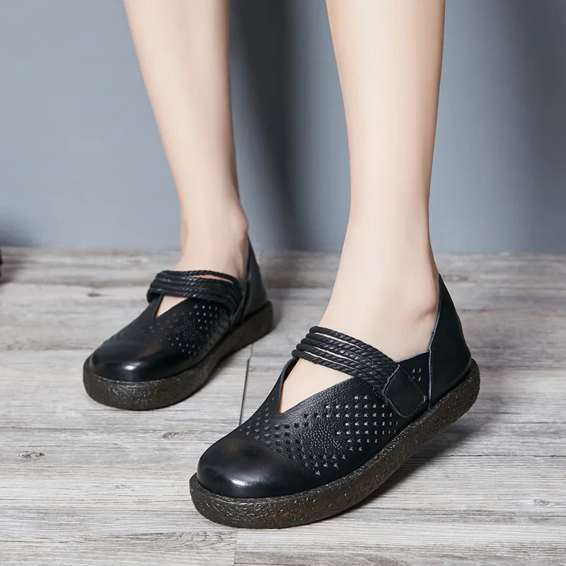 Appartements Fretwork Chaussure Black Femme Talons De Véritable Femmes Am9115 Woopoem 1 beige Chaussures Janes Mary Creux Bas Cuir Étanche En 8OqZnXgU