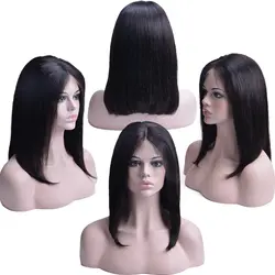 Синтетические волосы на кружеве человеческих волос парики для Для женщин бразильский Реми короткий Боб 13*4 Синтетические волосы на кружеве