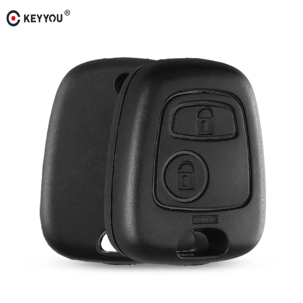 

KEYYOU No Blade 2 Button Remote Key Car Key Fob Case Replacement Shell Cover For Peugeot 307 107 207 407 With Logo