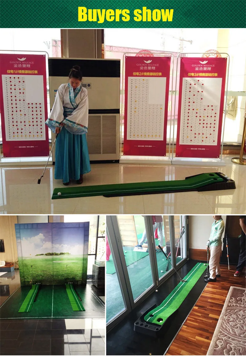 PGM indoor Golf Putter Practice Set Putting Green Trainer Green Mat Automatic Return Fairways Equipment Golf Training Aids (23)