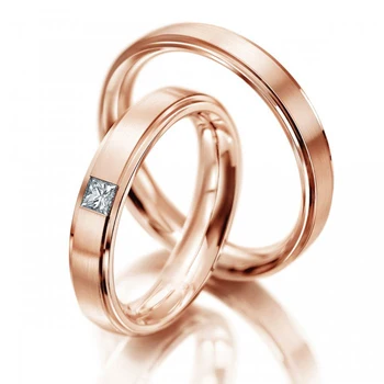 

JH AAS 4mm Satin Solid 9ct 9k Rose/White/Yellow Gold Natural I/I1 0.12ct Diamond Wedding Band Ring for Couples Lovers One Pairs