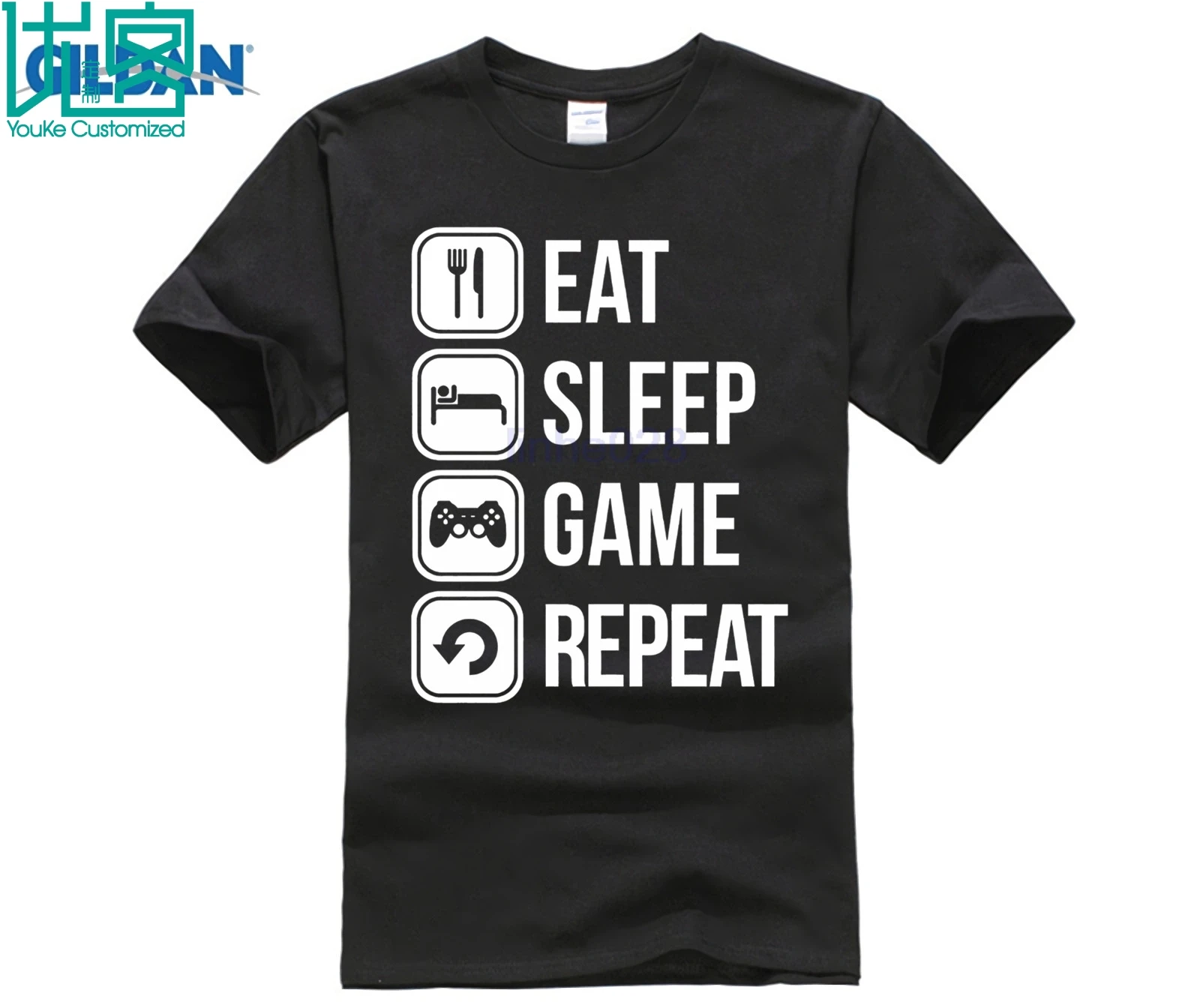 Футболка Eat Sleep Game Repeat Twitch Youtube Gamer Play CS Go MMO RPG Gameboy Лето 2017 футболка с короткими