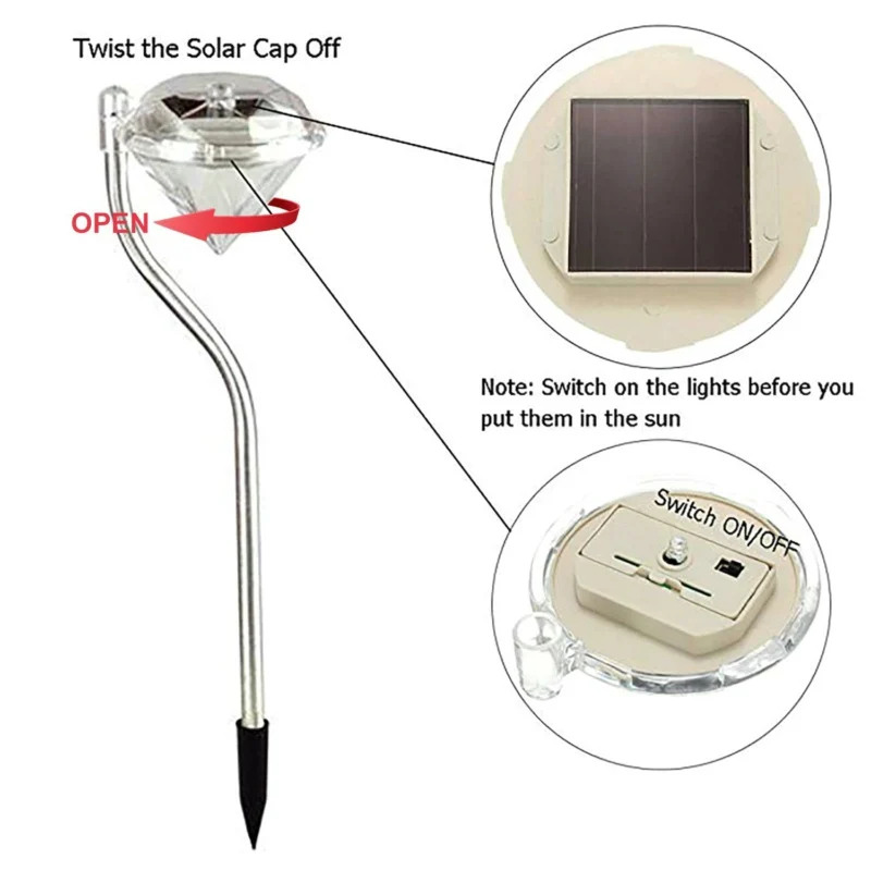 Emissor de Luz Caminho da Lâmpada Impermeável ao ar Lâmpadas de Decoração Luzes de Rua Paisagem da Lâmpada da Lanterna Diodo Solar Jardim Diamante Quintal Livre Gramado 10 Pcs 3 10 pcs DIODO EMISSOR de Luz Solar