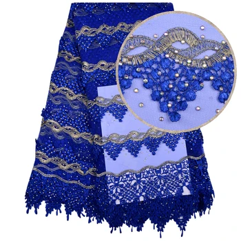 

Blue African Laces Fabric Embroidered Nigerian Guipure French Lace Fabric High Quality 2018 African French Net Lace Fabric 1160