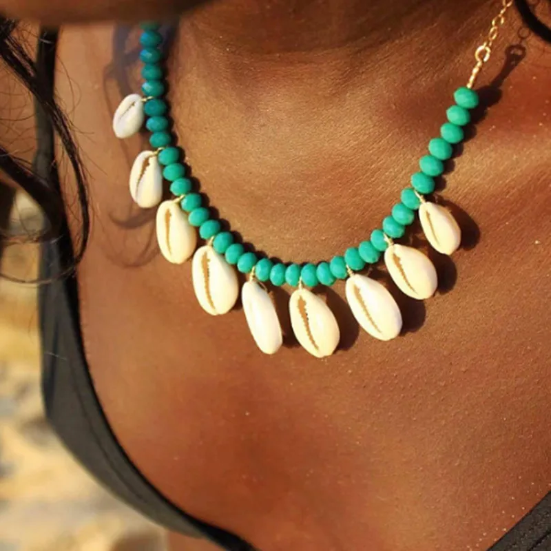 DM Puka кристалл натуральный корпус ожерелье для женщин ракушки подвеска на золотой цепочке Бохо пляж ювелирные изделия колье femme