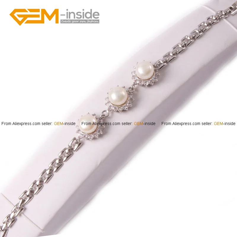 Pearl Bracelet: 9-10mm Cultured Pearl With Heart S...