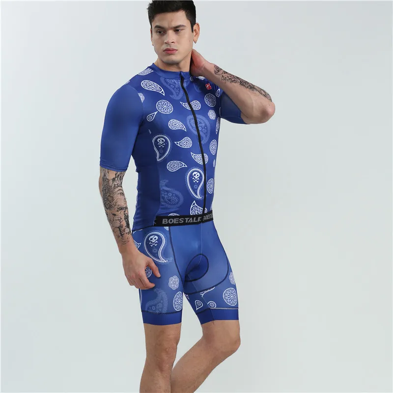 2019 new BOESTALK men short sleeve blue jersey+bib shorts summer sport high quality cycling wear custom cycling clothing bic mtb