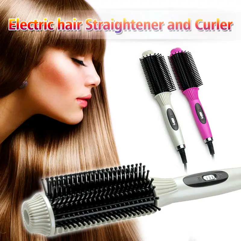 Free Shipping New Fast Heat Brush Hair Straightener Flat Iron Electric