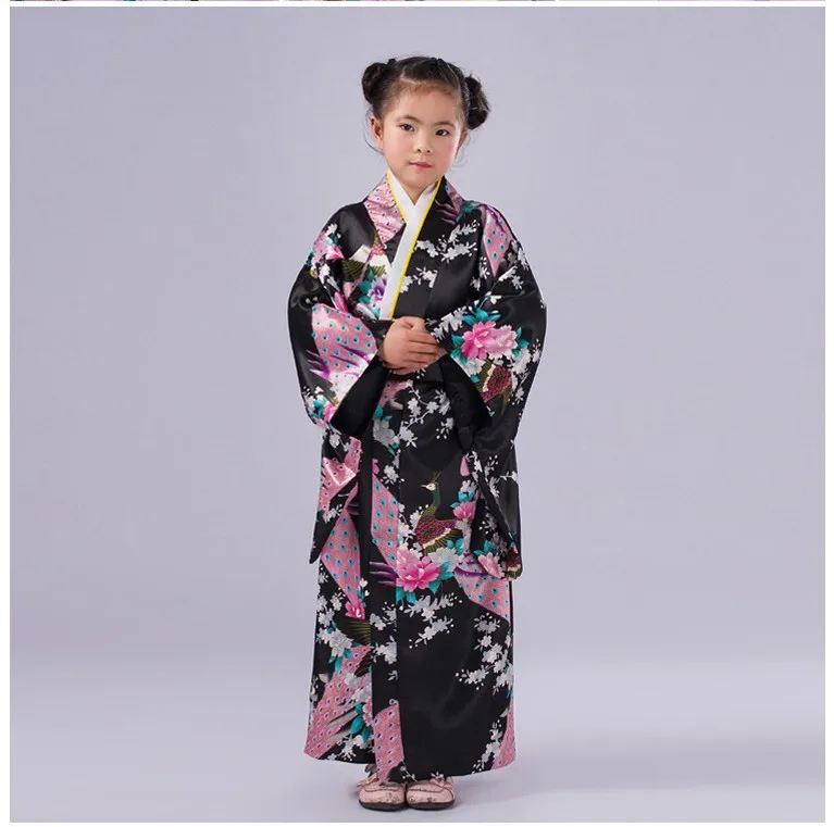 Стильное японское платье-кимоно для девочки, милое детское платье юката с Obi, школьные танцевальные костюмы для девочек, детское платье для костюмированной вечеринки - Цвет: Style H