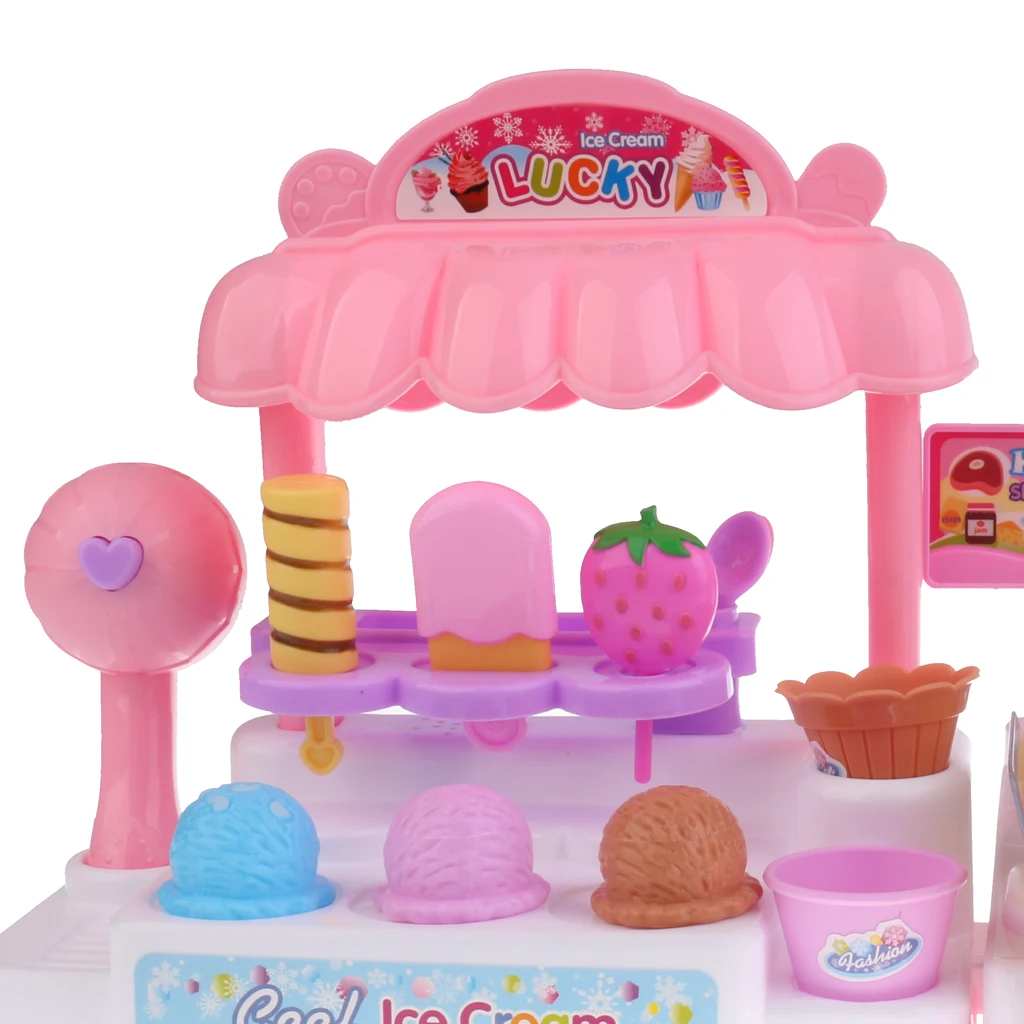 Simulation Ice Cream Store Cash Register Set for Kids Children Holiday Time Pretend Play Toy Birthday Gift