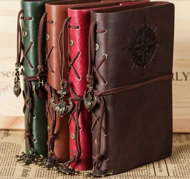 

10NB004 2017 Spiral NoteBook Newest Diary Book Vintage Pirate Anchors PU leather Note Book Replaceable Gift Traveler Journal