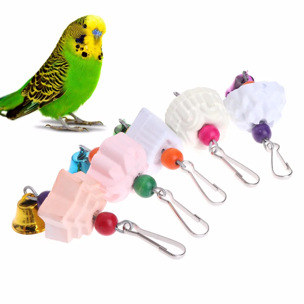 

1Pc Bird Parrot Teeth Grinding Toys Bird Squirrel Flower Shaped Calcium Stone Chewing Bell Toy Birds Supplies Random Color C42