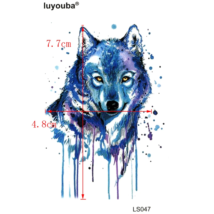 Синий Волк водонепроницаемый временные татуировки наклейки Красота harajuku Татуировки рукава тела feminino татуировки с волком дизайны татуировок человек