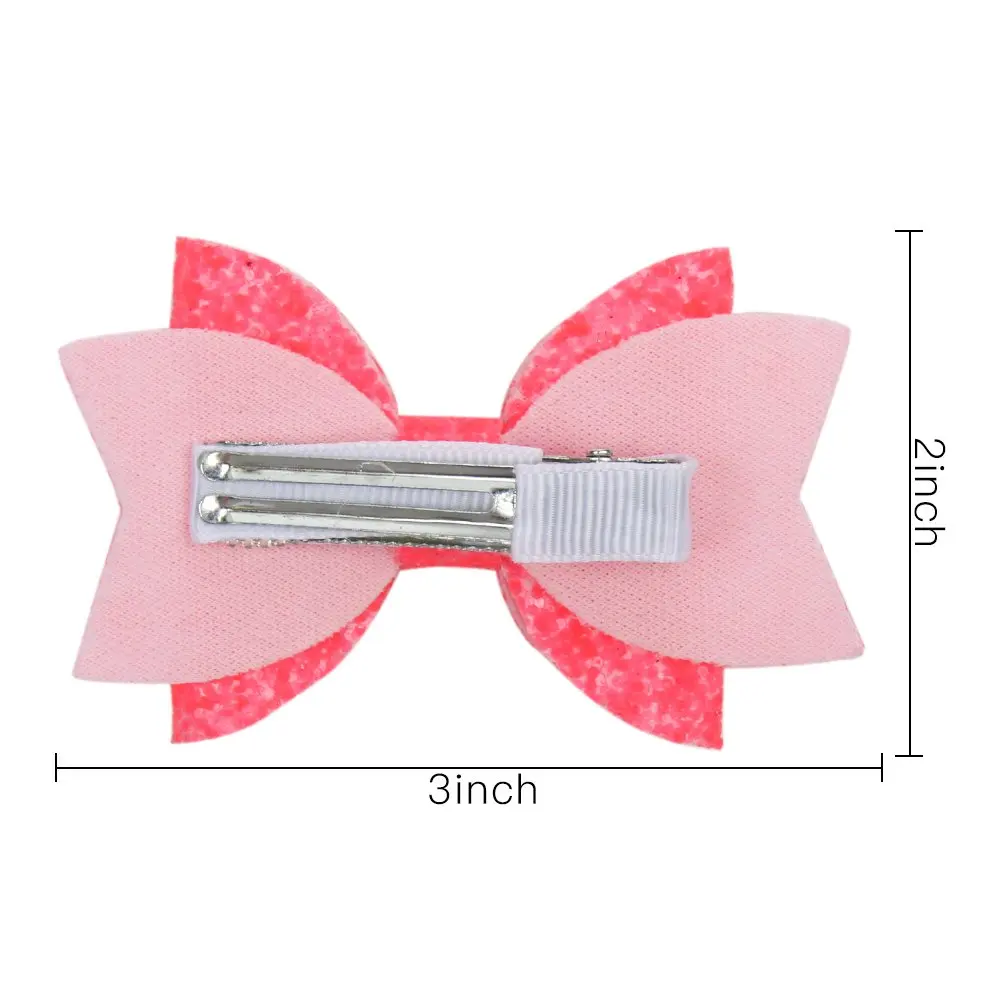 CN 10 Pcs/Lot 3"Cute Glitter Hair Bows Hair Clip For Girls Handmade Small Colorful Bling Bows Hairgrip Hairpins Hair Accessories