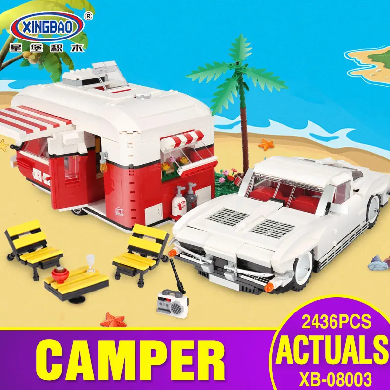 Новый XingBao 08003 2436 шт. новые творческие серии MOC Camper набор Детские развивающие строительные блоки кирпичи игрушечные модели, подарки