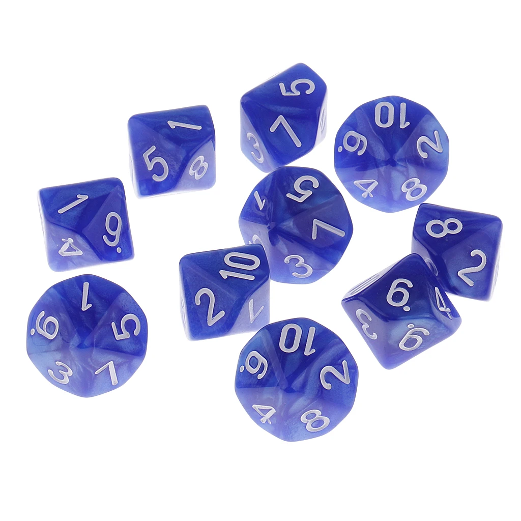 

10 Pieces Plastic 10-sided Dice D10 for Party Bar Game Accessory Dungeons and Dragons Table Games Funny Family Pub Game Gift