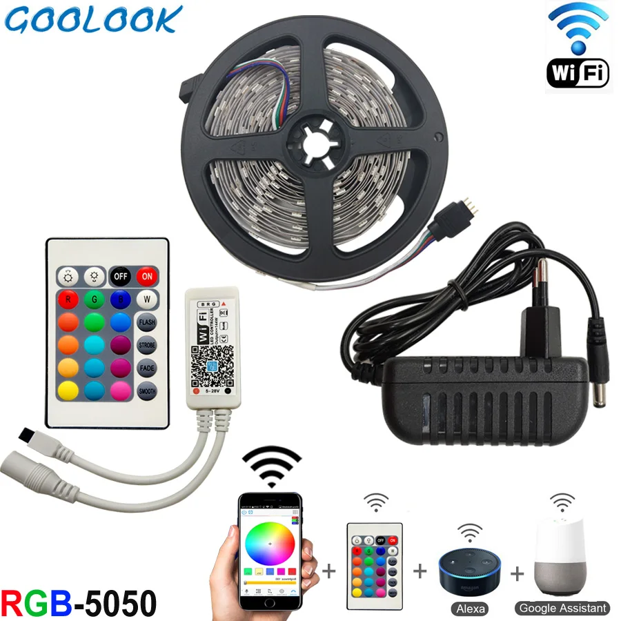 RGB Светодиодная лента 5050 SMD DC 12 В Гибкая светодиодная Диодная fita 5 м 10 15 Led s неоновая