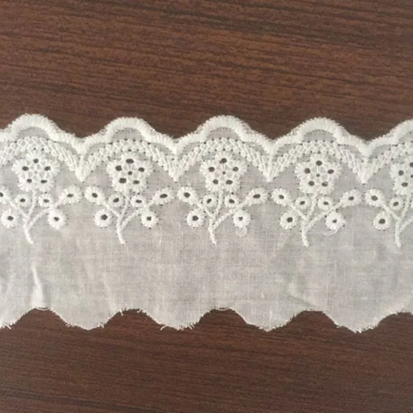 

20 yard 5.5cm 2.16" wide ivory/white cotton fabric embroidery tapes lace trim ribbon 108688 QL4K62 free ship