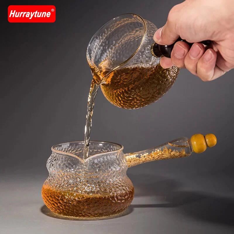 

Side glass fair cup Gold foil heat-resistant hammer pattern Japanese thickening tea machine Kung Fu tea set Accessories