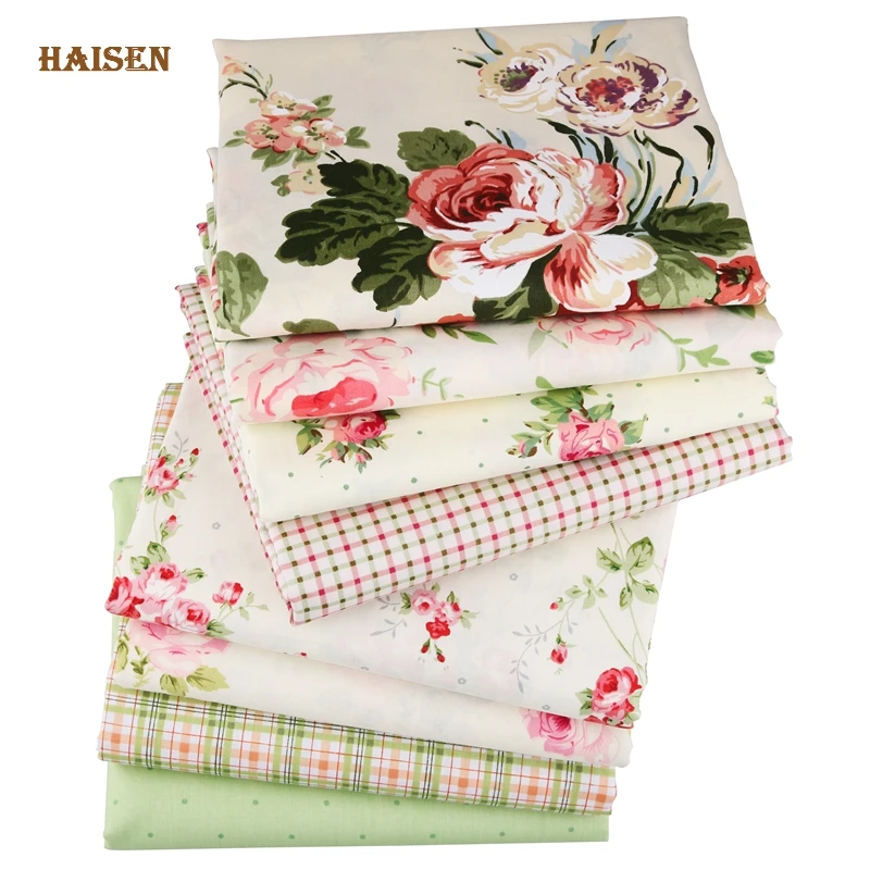 

Haisen,100% Twill Printed Cotton Fabric 8 patterns Rose flowers Serie For DIY Sewing Quilting Textile Cloth Material Width 160cm