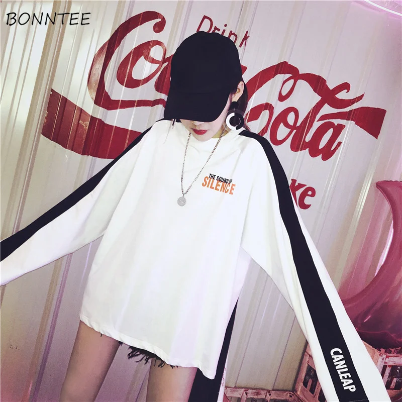 

T-shirts Women Loose Letter Printed Long Sleeve O-Neck Harajuku Daily Simple All-match BF T-shirt Womens Hip Hop Trendy Tops