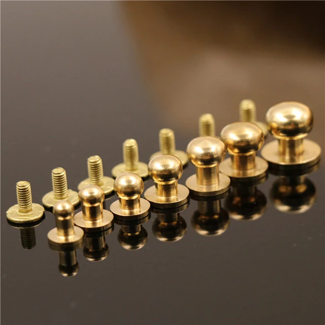 Buchi Cintura Rivetti In Pelle 7x8mm - 100 Set Tono Oro Per Borse E Cinture Rivetti Filettati - Foto 3