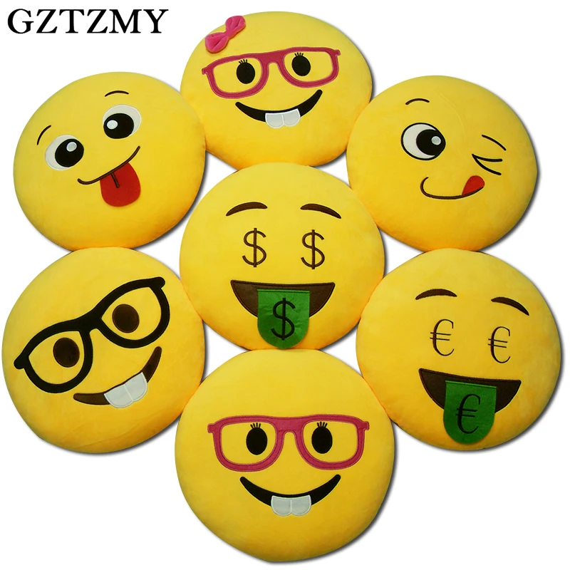 

GZTZMY Cute Round Yellow emoji pillow decorative pillow sofa cushions For Home Seat Stuffed plush toys Christmas gift wholesale