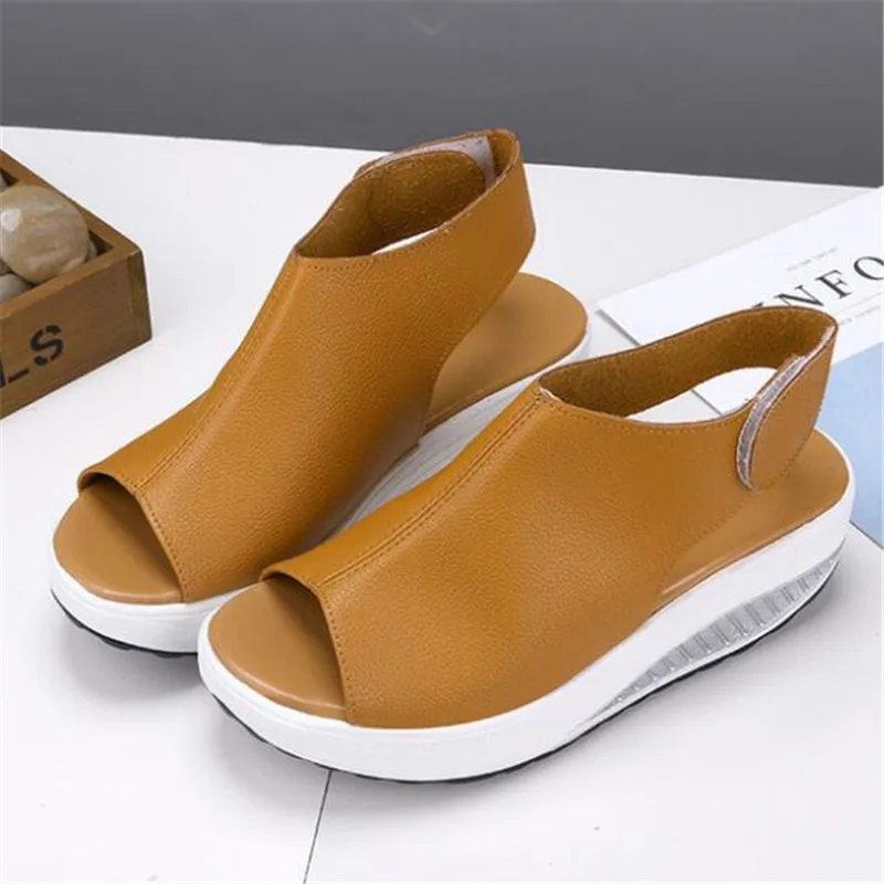 

2019 Fashion Women Summer Female Sandals Vintage Wedges Platform Shoes Peep Toe Sandal High Heels Fish Toe Shoes Zapatos Mujer 2