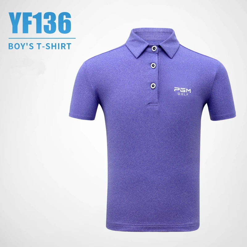 Pgm рубашка для мальчиков летняя детская дышащая футболка для гольфа Детские быстросохнущие топы с короткими рукавами, школьная спортивная одежда, D0362